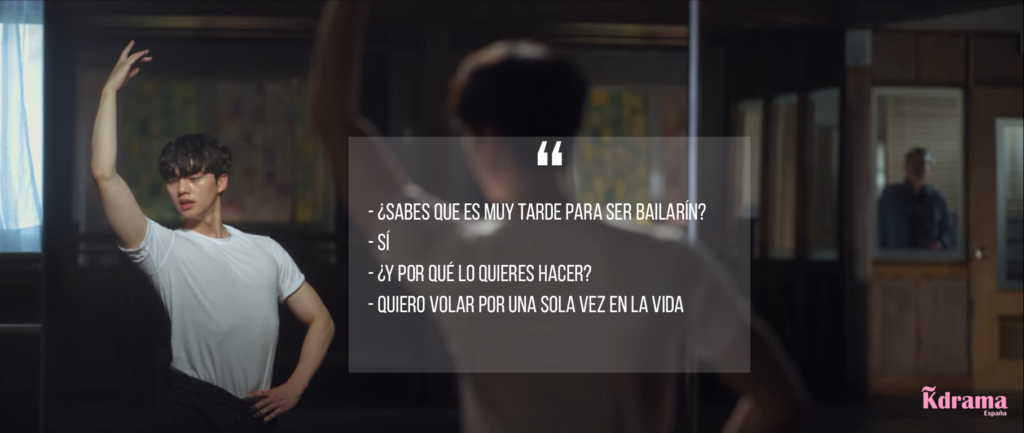 Sabes que es muy tarde para ser bailarín? Sí, pero quiero volar por una sola vez en la vida. Quote y frase de Navillera